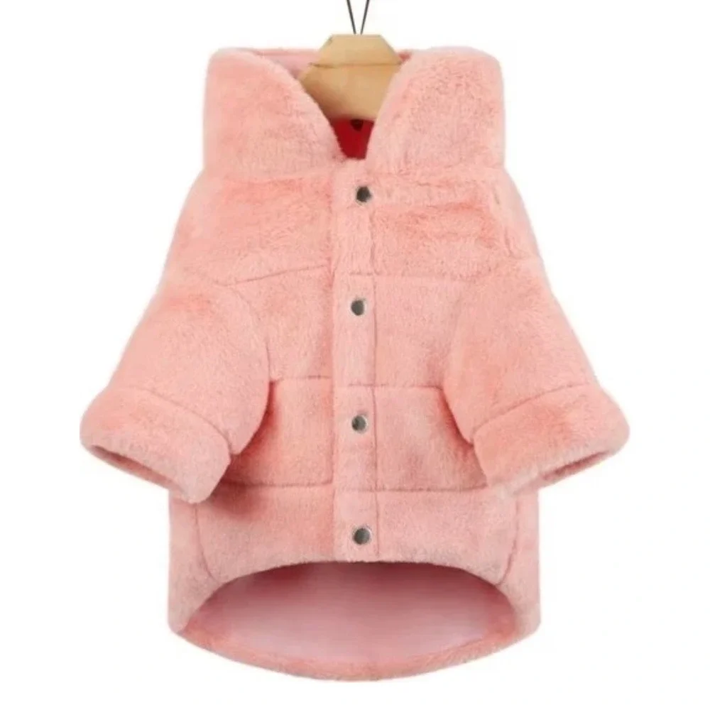 Frisco Faux Fur Pet Puffer Coat Pink Quilted Dog Jacket Large New